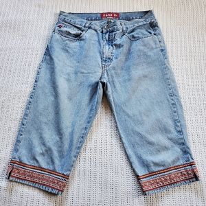 VINTAGE Y2K Women's Zana Di Hi Rise Jeans Embroidered Capri Pants Junior Size 17